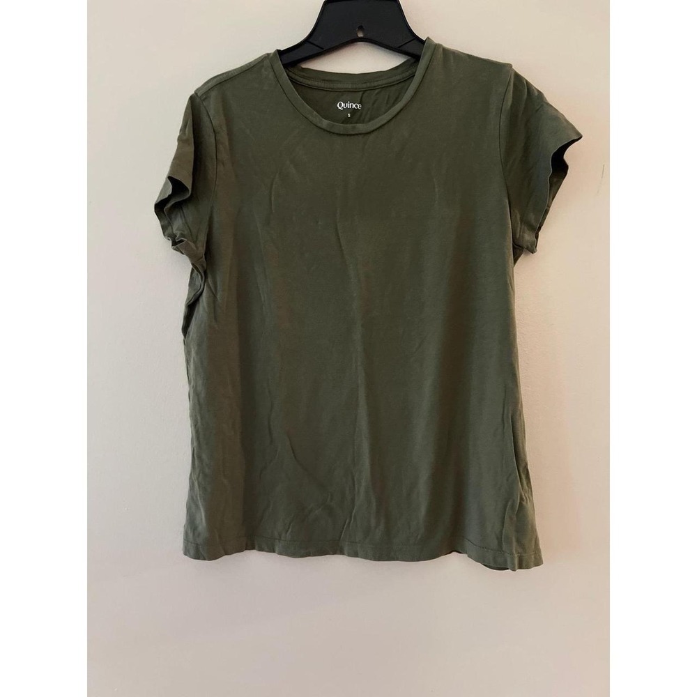 Quince Women's Crewneck Short Sleeve T-Shirt Olive Green Small